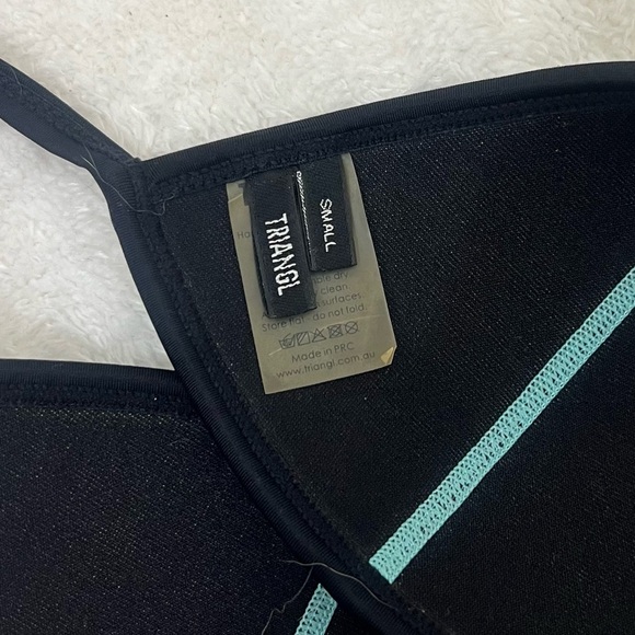 Triangl Chloe Bikini Set Top and Bottom Neoprene Aqua and Black Size S - Picture 13 of 14